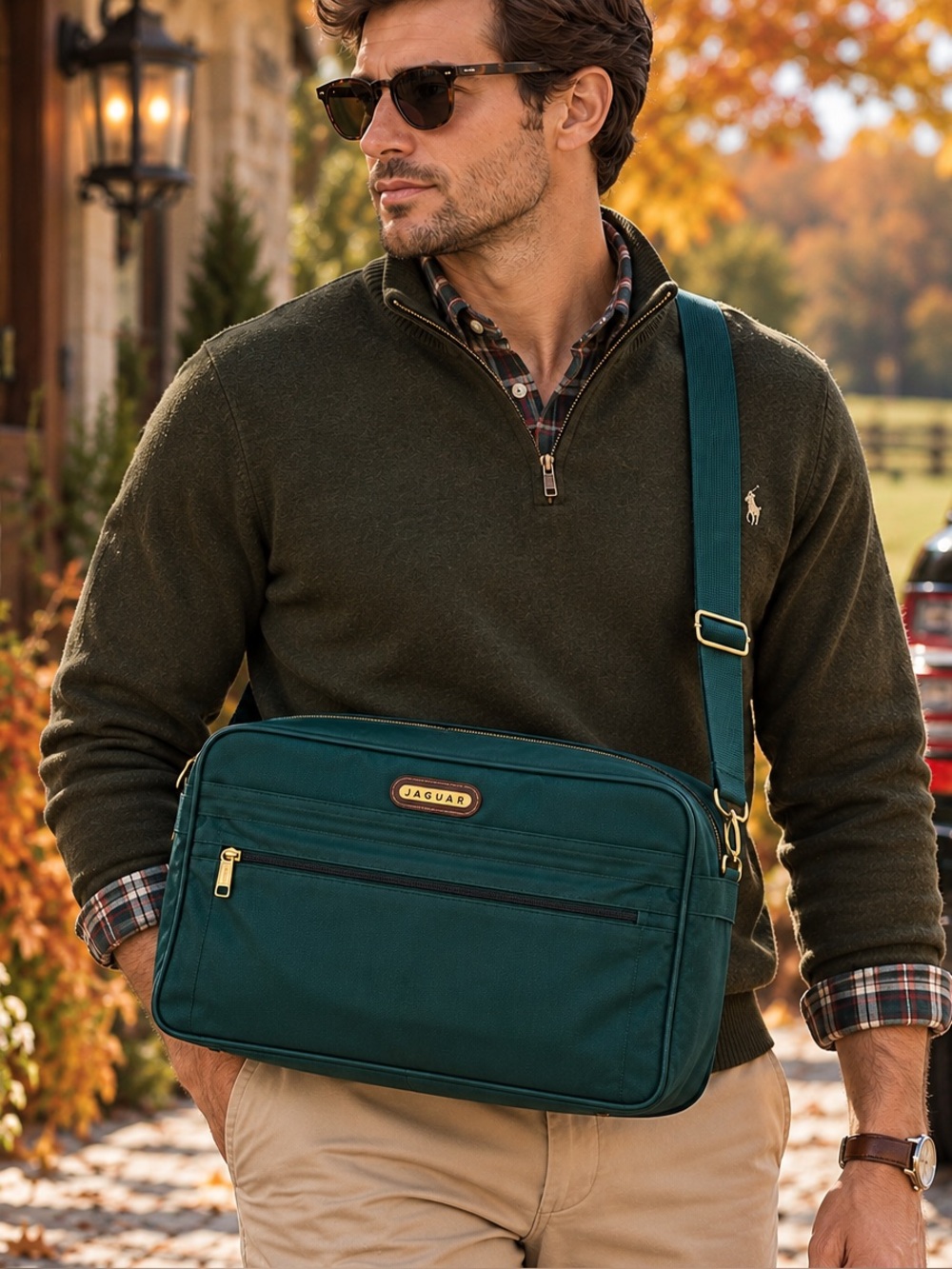Vintage Jaguar men’s weekender Bag. Teal Messenger Bag